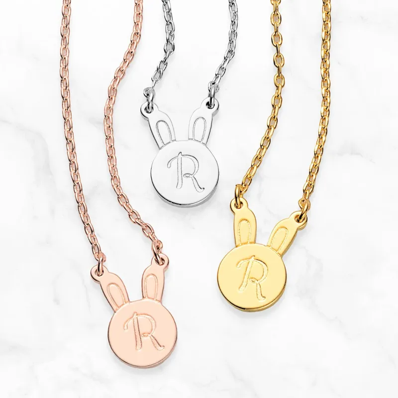 Personalized Engraved Initial bunny Necklace sold by Limoges Jewelry