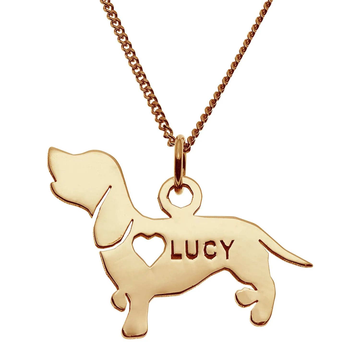 14K Gold over Sterling Dachshund Silhouette Necklace sold by Limoges Jewelry