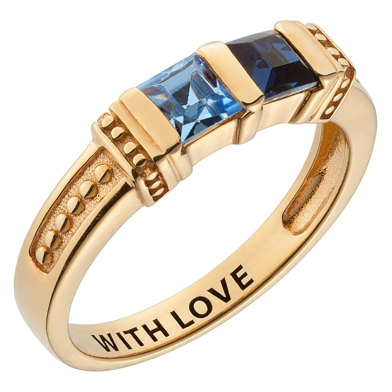 14K Gold over Sterling Square Mother's Birthstone Ring - 2 Stones sold by Limoges Jewelry product image thumbnail 2