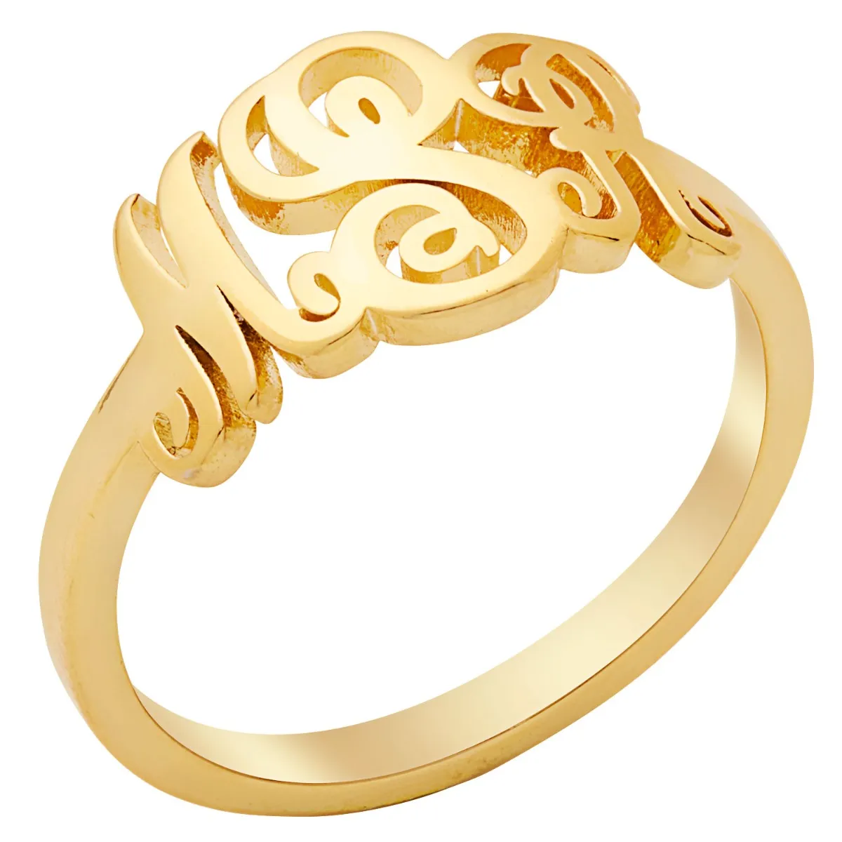 14K Gold over Sterling Petite Monogram Ring sold by Limoges Jewelry product image thumbnail 2