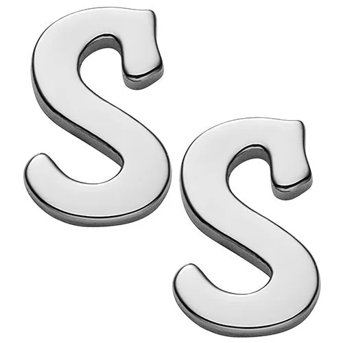 Sterling Silver Uppercase Initial Button Earring sold by Limoges Jewelry product image thumbnail 3