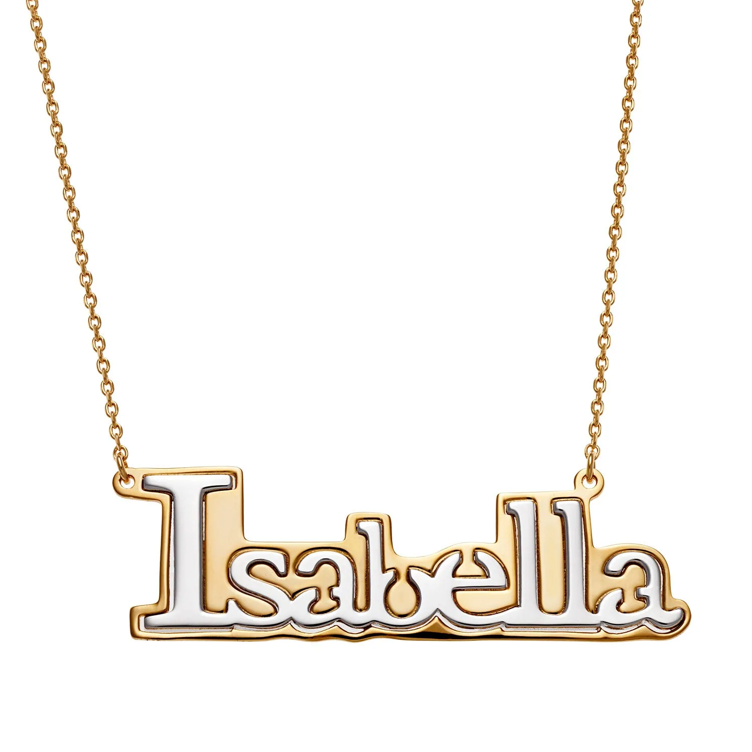 Two-tone Sterling Silver Name Necklace sold by Limoges Jewelry