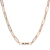14K Rose Gold Plated Engraved Paperclip Station Necklace sold by Limoges Jewelry