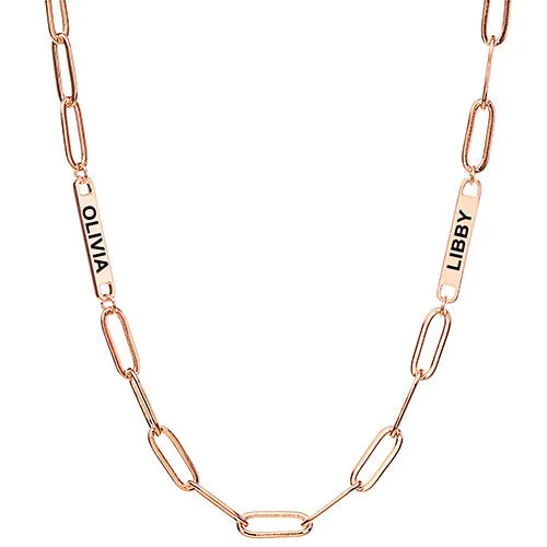 14K Rose Gold Plated Engraved Paperclip Station Necklace sold by Limoges Jewelry product image thumbnail 4