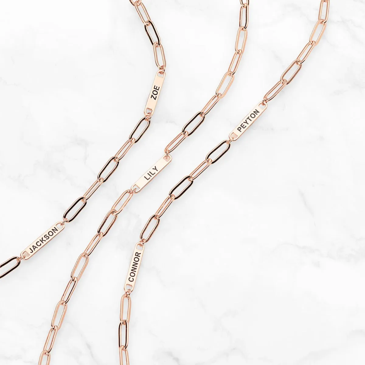 14K Rose Gold Plated Engraved Paperclip Station Necklace sold by Limoges Jewelry