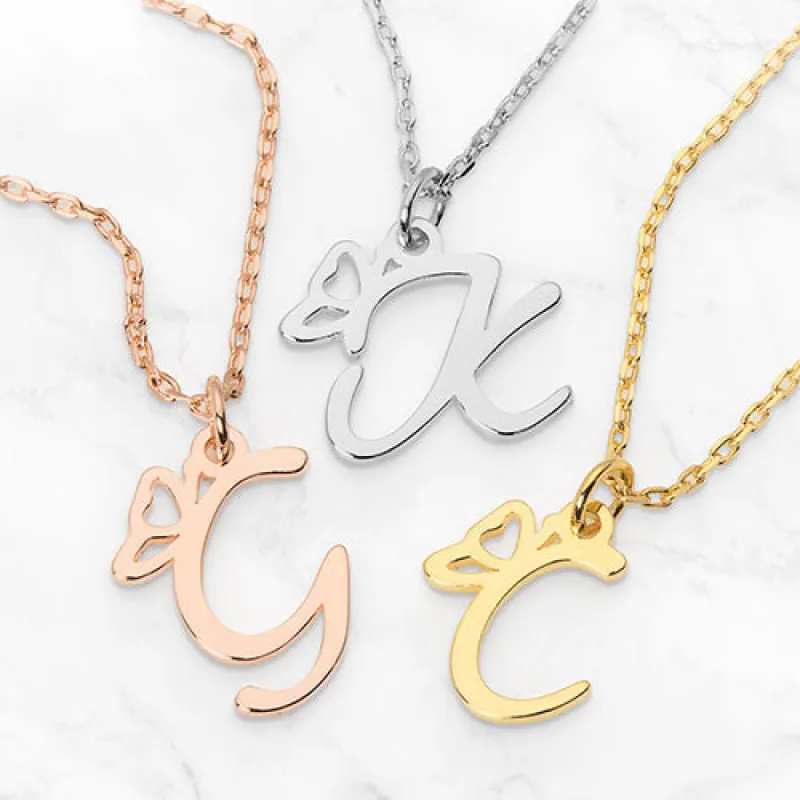 Initial with Butterfly Accent Necklace sold by Limoges Jewelry