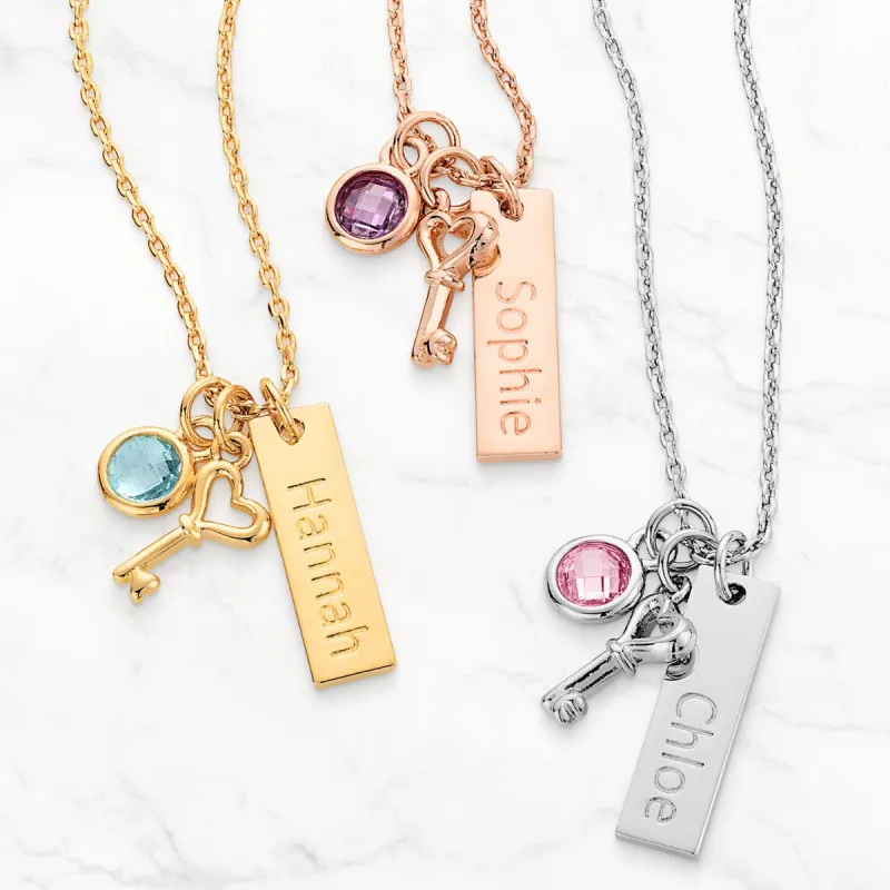 Key To My Heart Personalized Charm Necklace sold by Limoges Jewelry