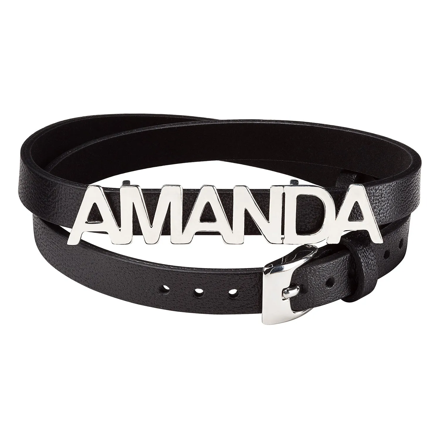 Sterling Silver Uppercase Name Leather Wrap Bracelet and Choker sold by Limoges Jewelry