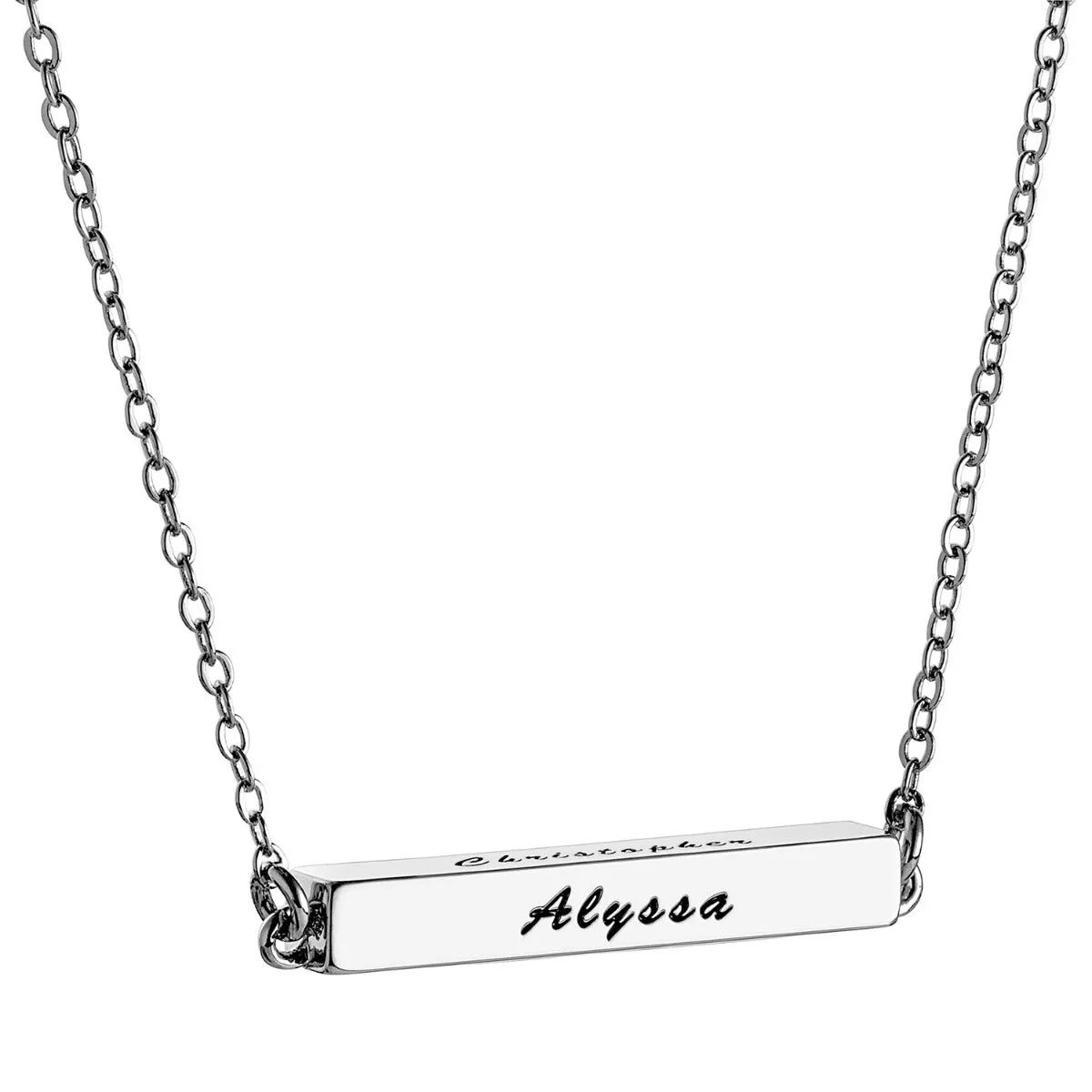 Horizontal 4-Sided Engraved Family Name Necklace sold by Limoges Jewelry product image thumbnail 2
