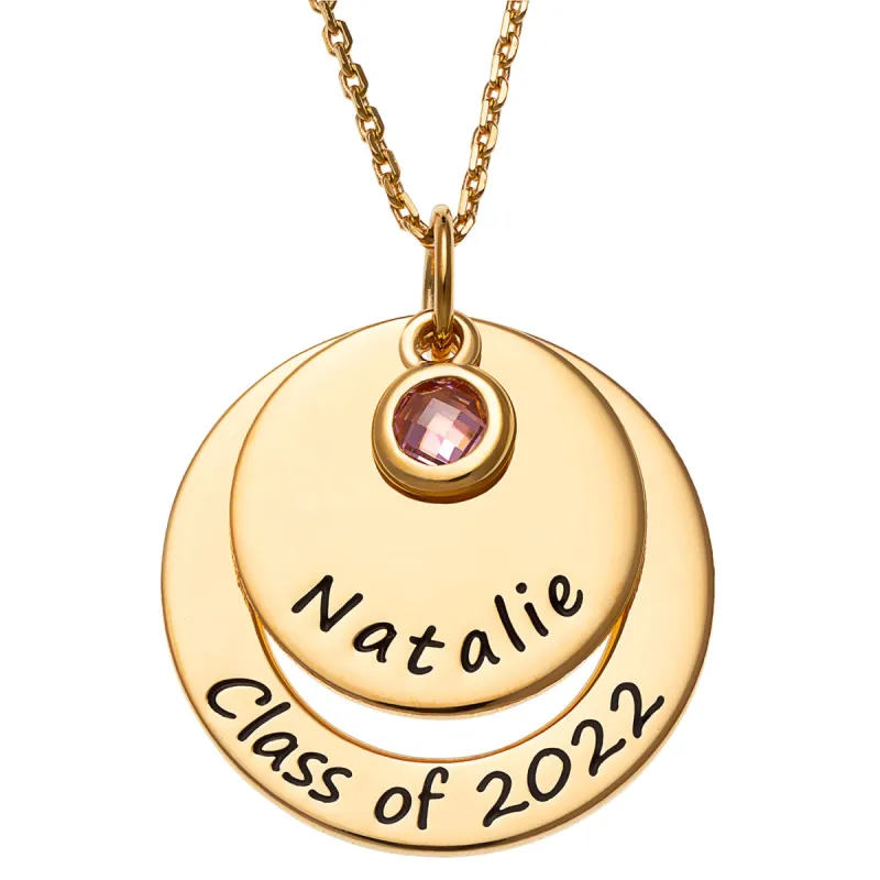 14K Gold over Sterling Graduation Nesting Circles with Birthstone Necklace sold by Limoges Jewelry