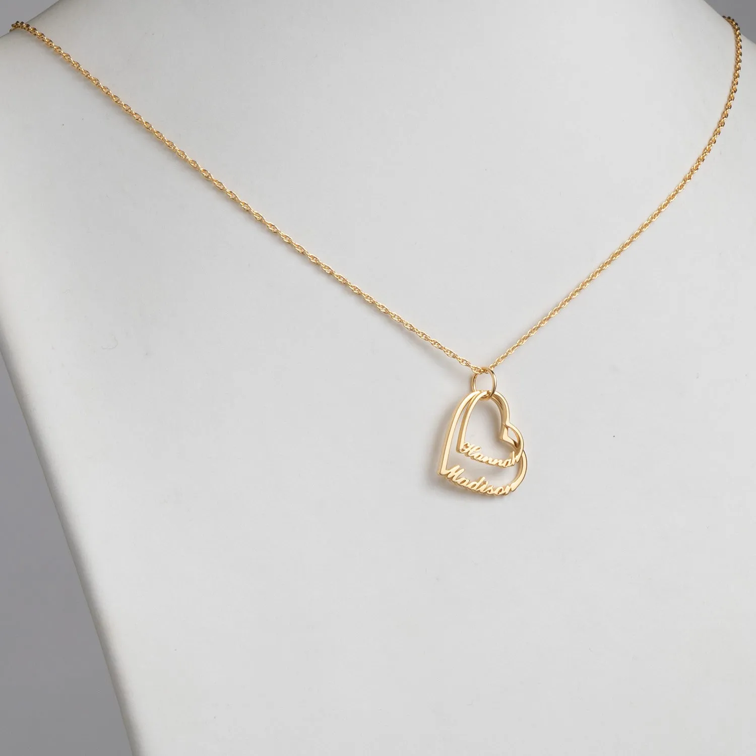 14K Gold over Sterling Script Name with Heart Necklace - 2 Names sold by Limoges Jewelry product image thumbnail 2