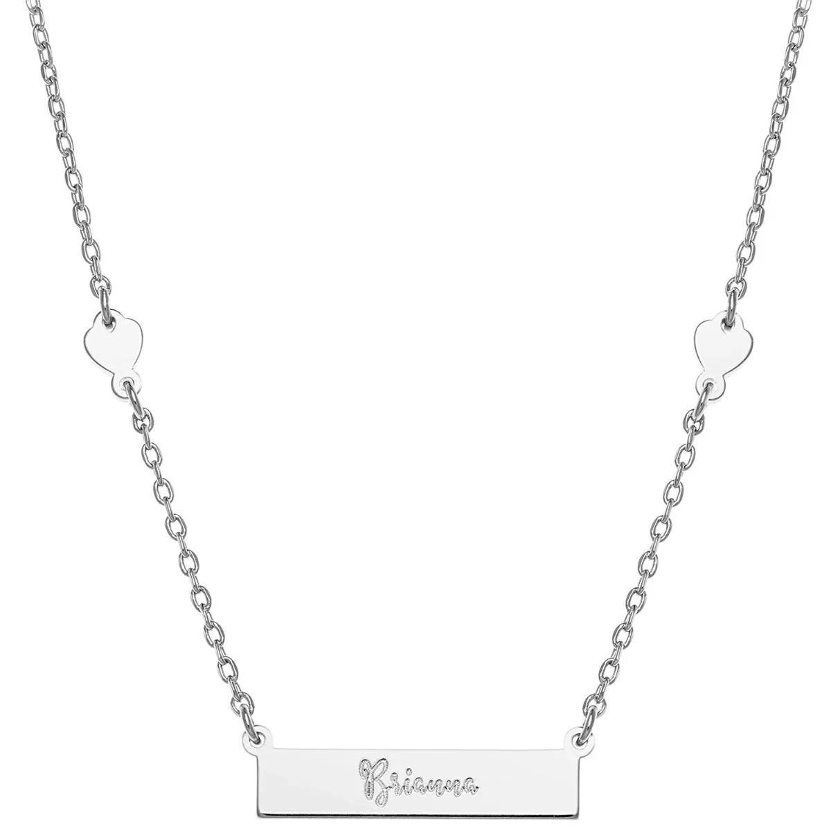 Personalized Engraved Name Mini Bar with Hearts ID Necklace sold by Limoges Jewelry