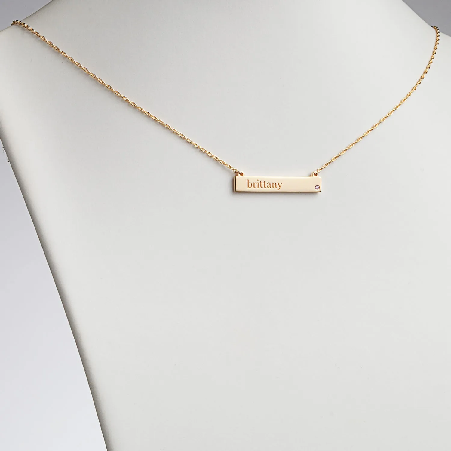 14K Gold over Sterling Personalized Name and Birthstone Bar Necklace sold by Limoges Jewelry product image thumbnail 2