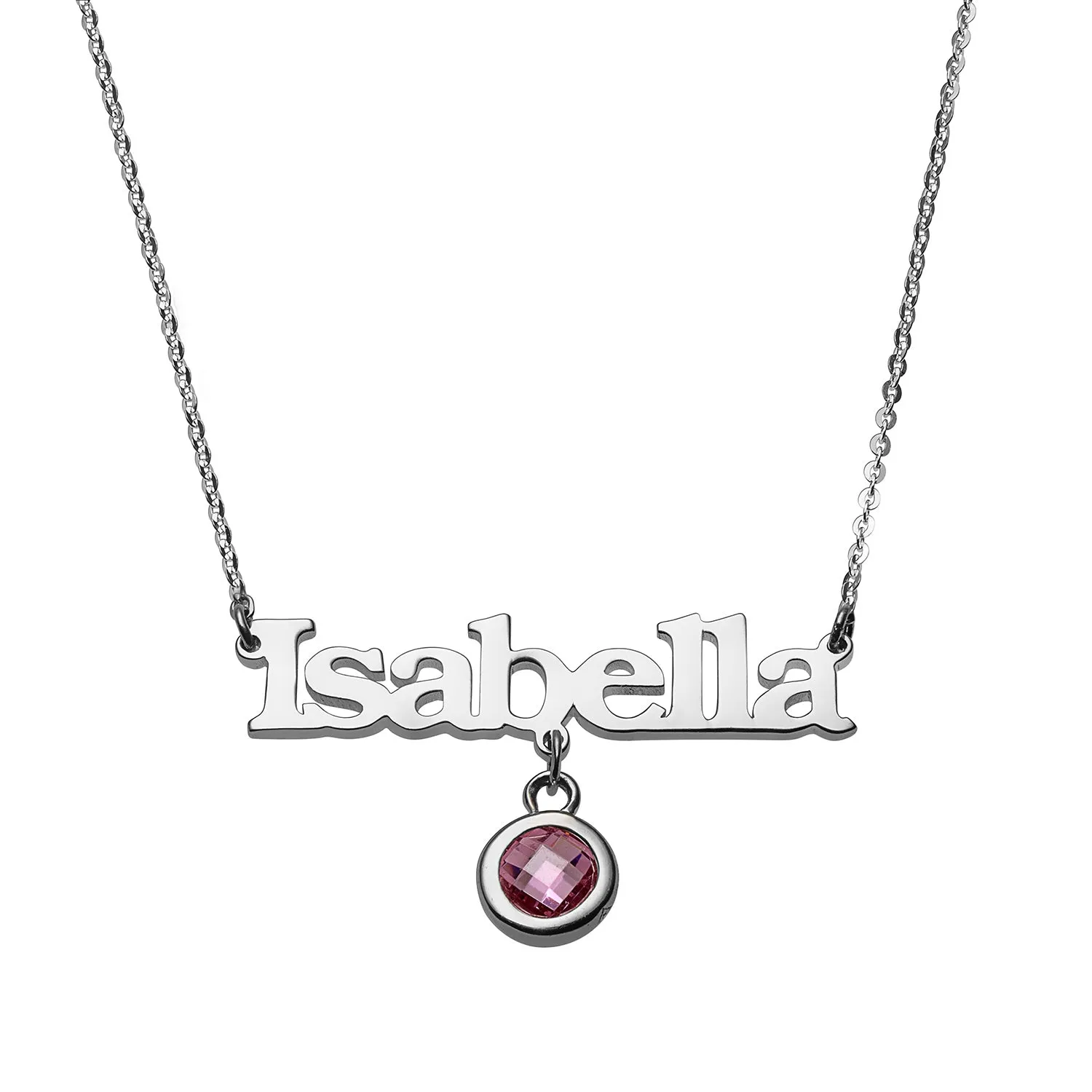 Sterling Silver Name Birthstone Necklace sold by Limoges Jewelry