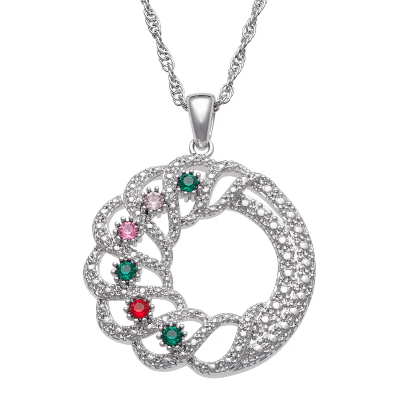Family Open Swirl Circle Birthstone Pendant sold by Limoges Jewelry