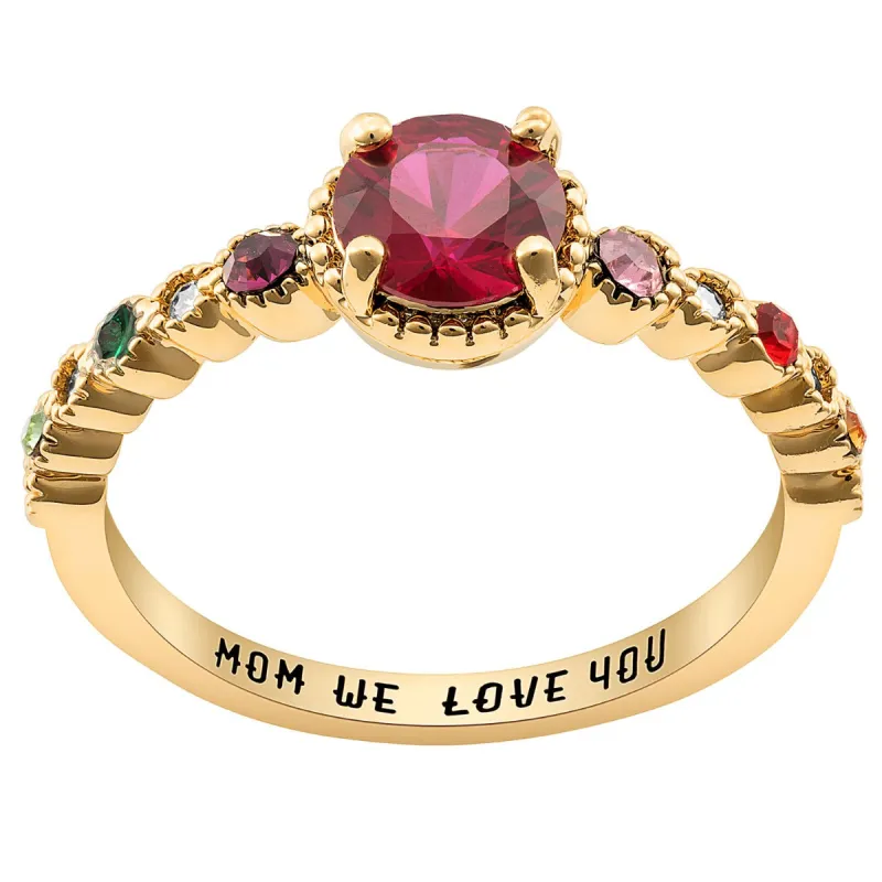 14K Gold Plated Mother's and Family Round Birthstone Ring sold by Limoges Jewelry