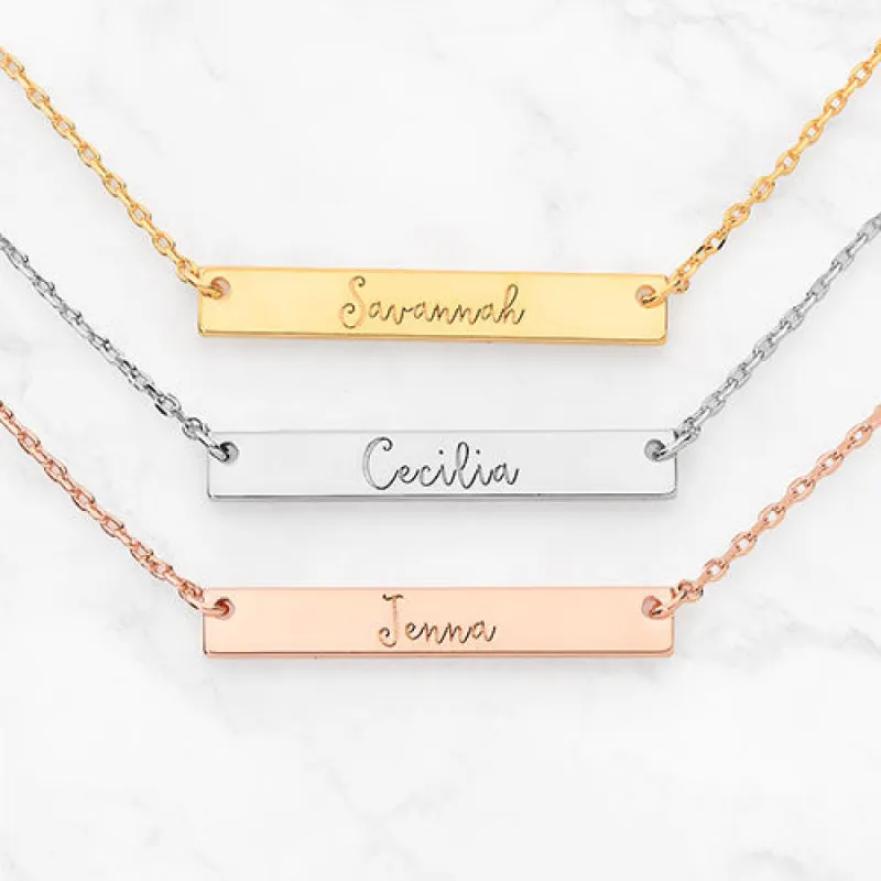 Silver Plated  Mini Bar Name Necklace sold by Limoges Jewelry