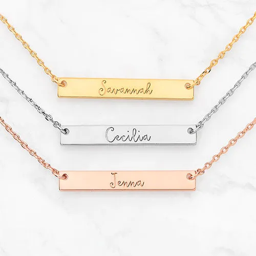 Silver Plated Mini Bar Name Necklace sold by Limoges Jewelry