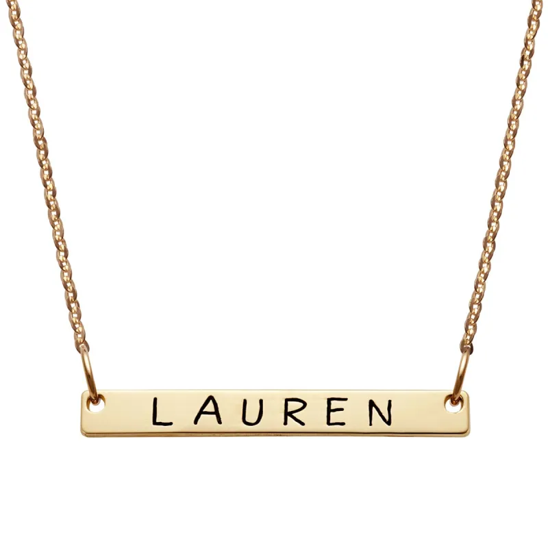 ELIZABETH EDMONDS 10K Yellow Gold Mini Bar Name Necklace sold by Limoges Jewelry