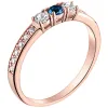 14K Rose Gold Plated Simulated Sapphire and Clear Crystal 3-Stone Ring sold by Limoges Jewelry
