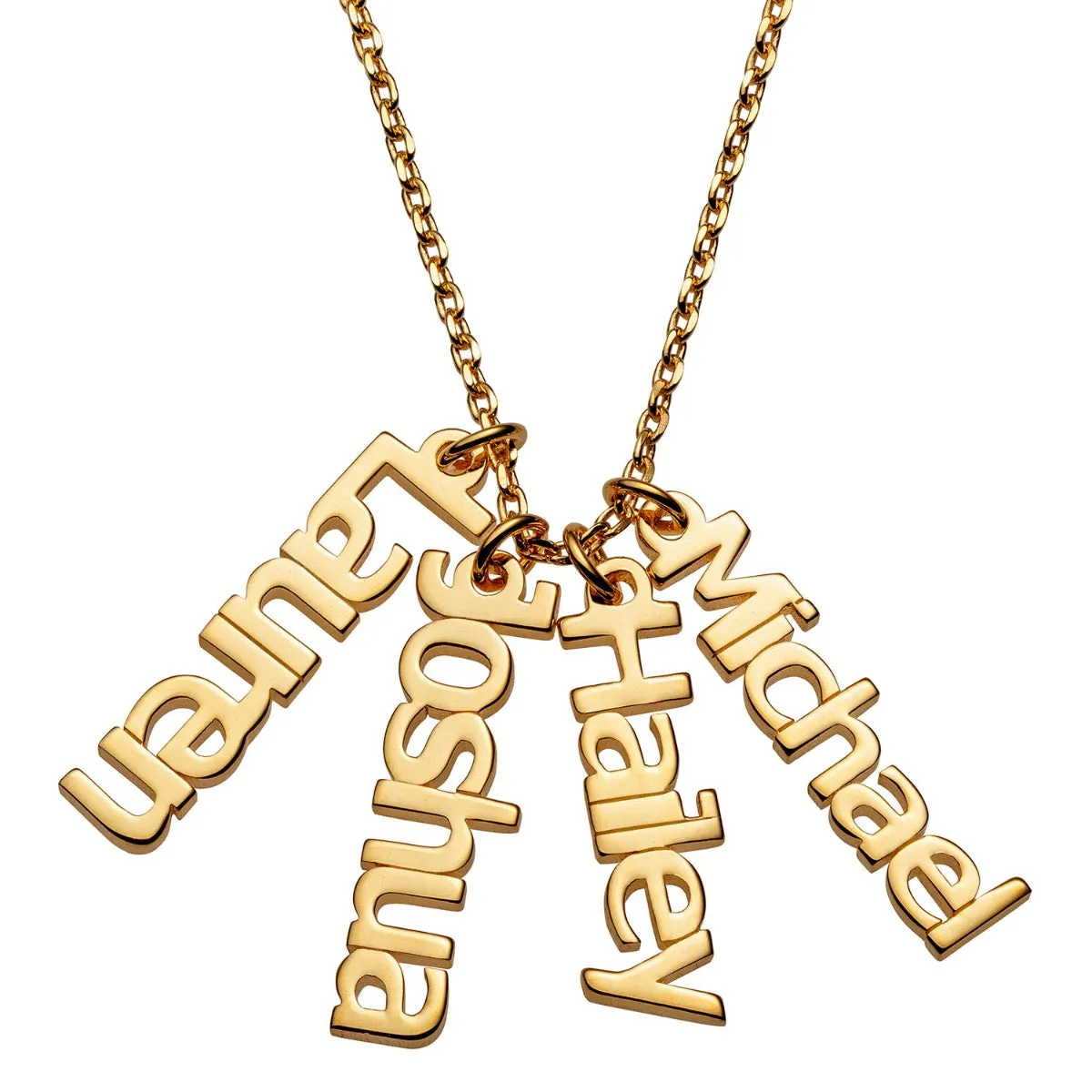 14K Gold over Sterling Petite Vertical Name Necklace - 4 Names sold by Limoges Jewelry