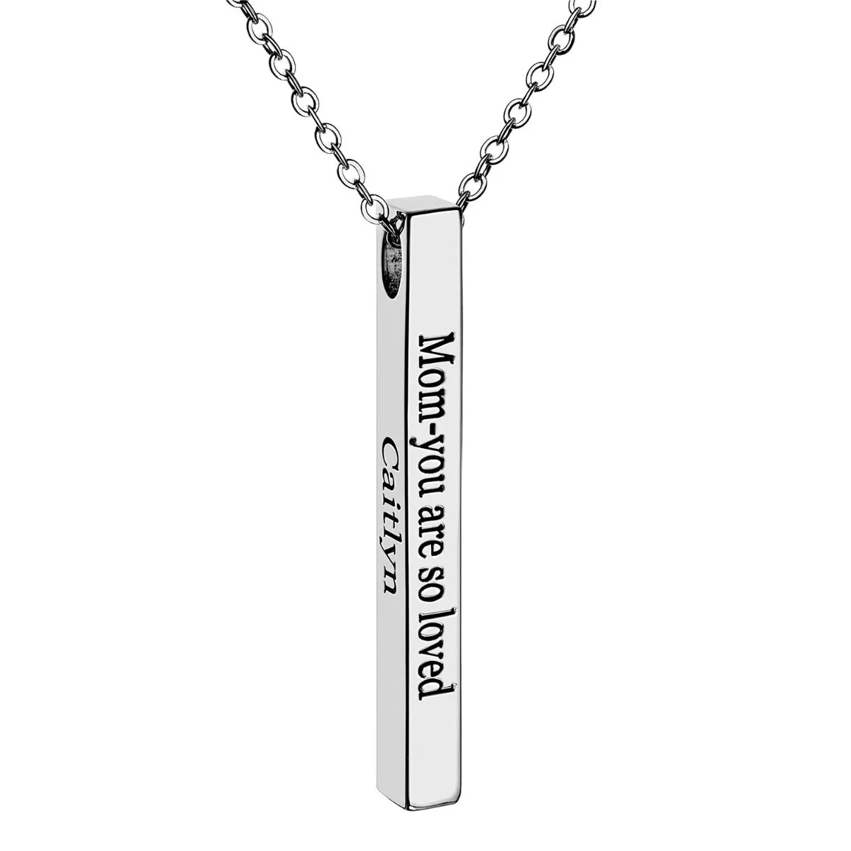 Vertical 4-sided Bar Mother's Engraved Family Name Necklace sold by Limoges Jewelry product image thumbnail 2