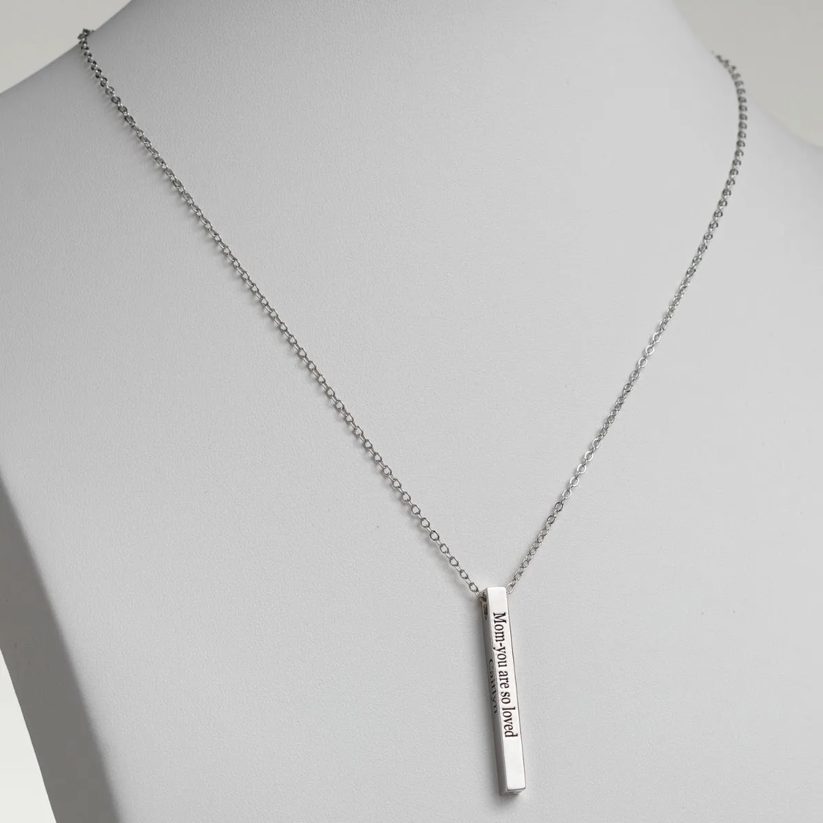 Vertical 4-sided Bar Mother's Engraved Family Name Necklace sold by Limoges Jewelry product image thumbnail 4