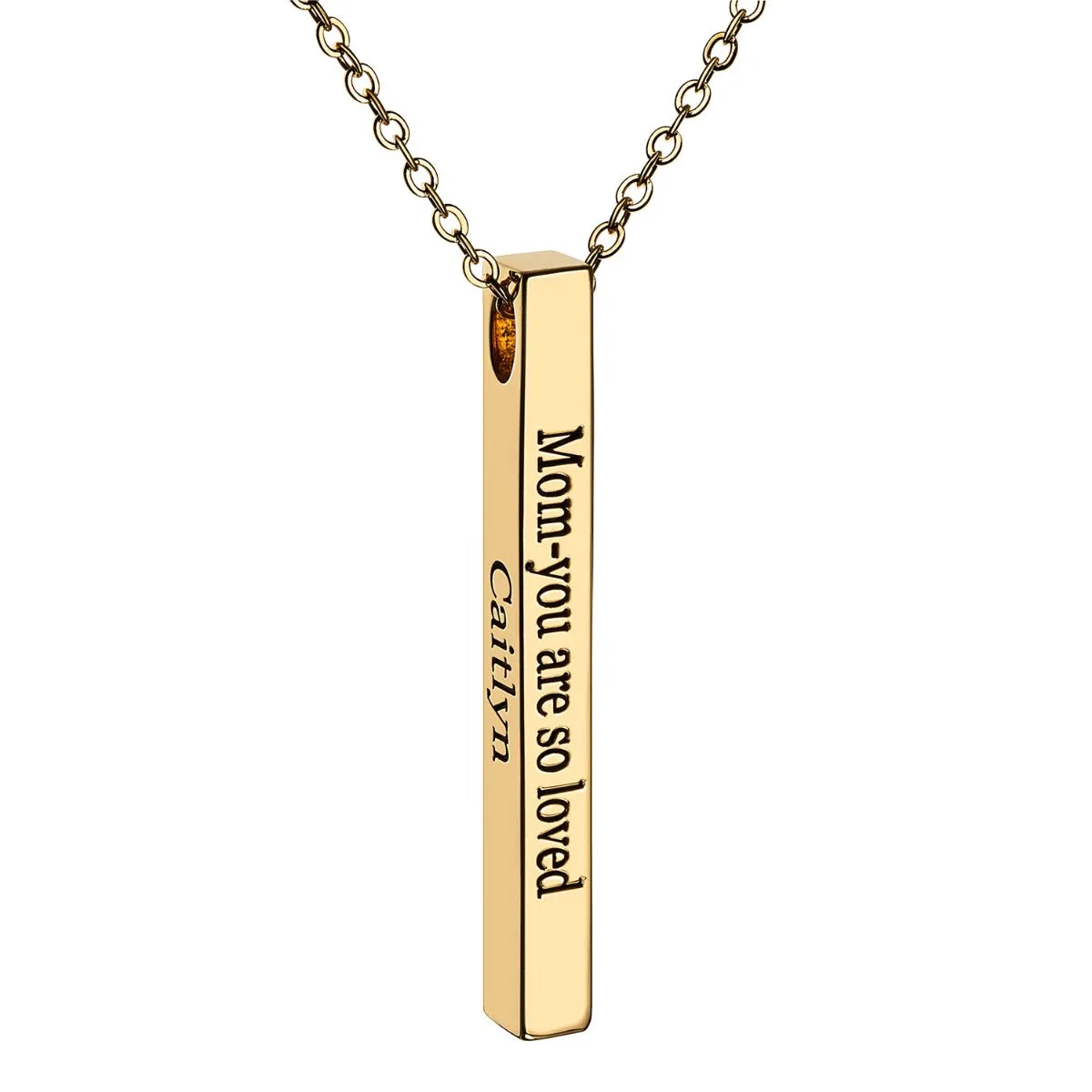 Vertical 4-sided Bar Mother's Engraved Family Name Necklace sold by Limoges Jewelry product image thumbnail 5