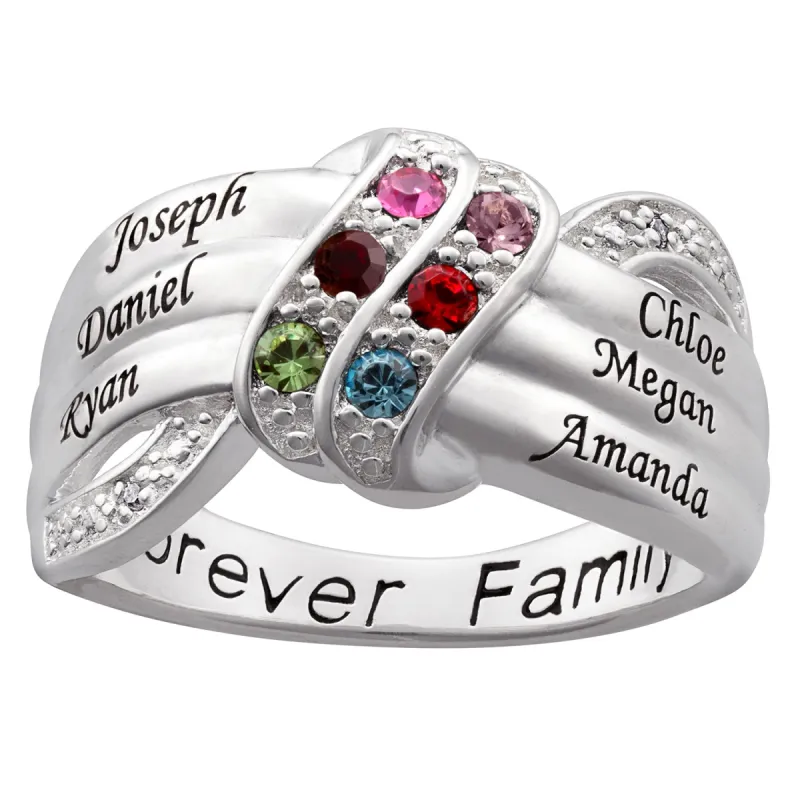 Sterling Silver Birthstone and Name Personalized Ring sold by Limoges Jewelry
