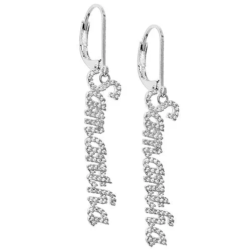 Pave CZ Name Drop Earrings sold by Limoges Jewelry product image thumbnail 2
