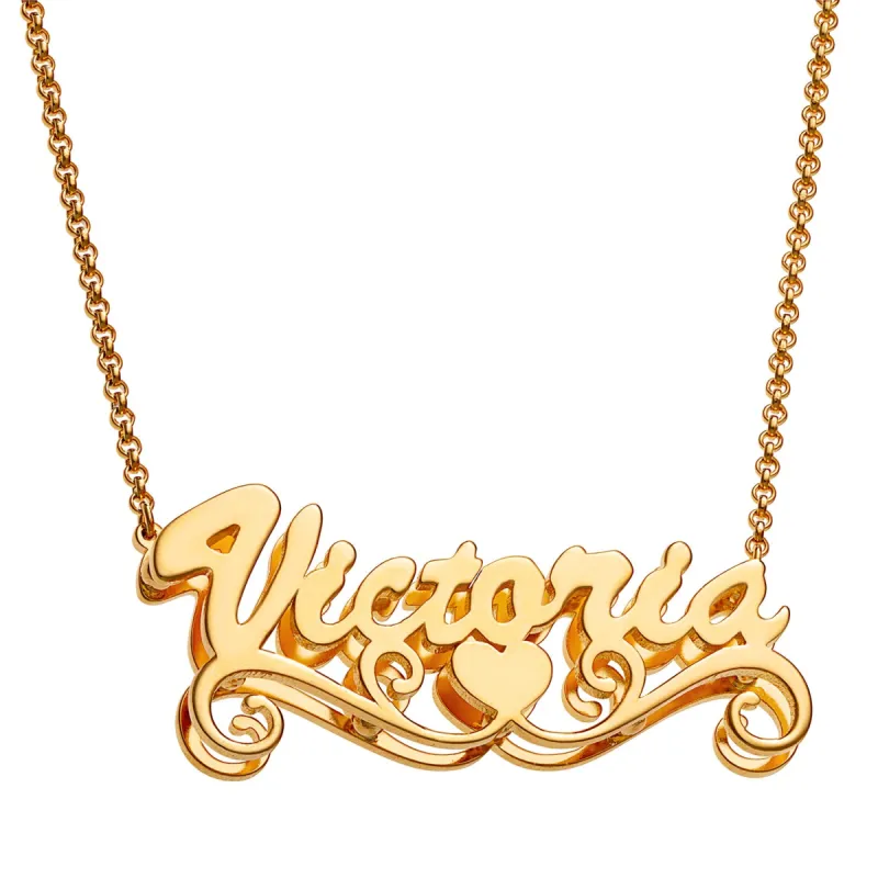 Personalized 14K Gold over Sterling Double Nameplate Necklace sold by Limoges Jewelry