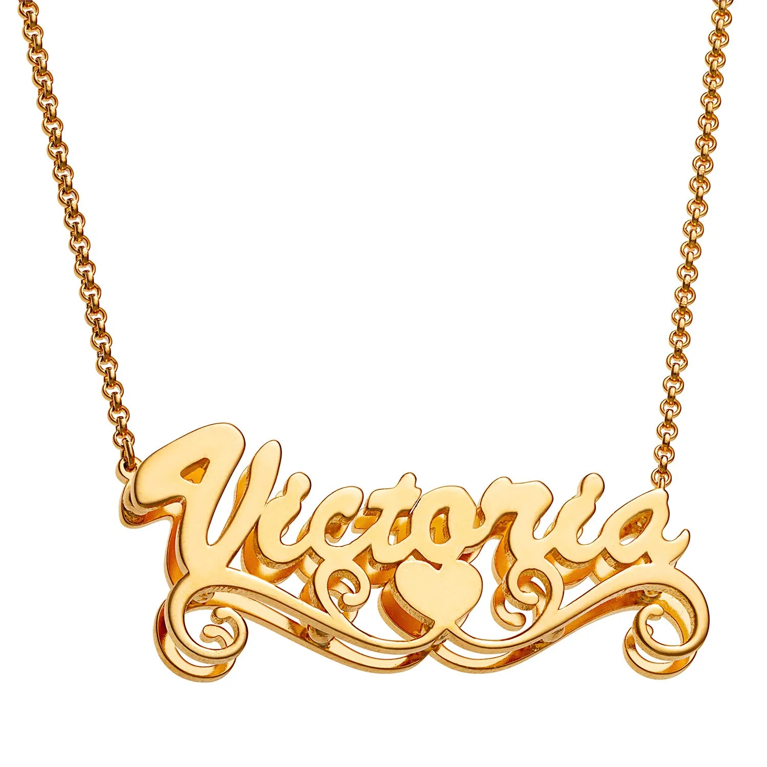 Personalized 14K Gold over Sterling Double Nameplate Necklace sold by Limoges Jewelry