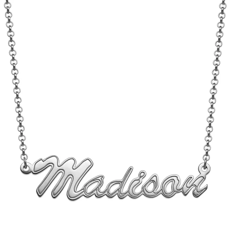 Script Name with Outline Necklace sold by Limoges Jewelry