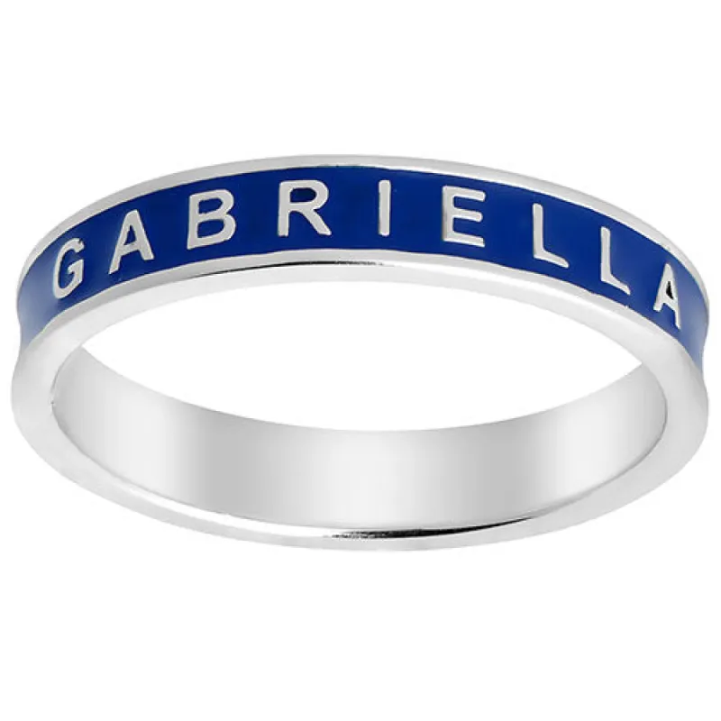 Silver Plated Enamel Name Band Ring sold by Limoges Jewelry
