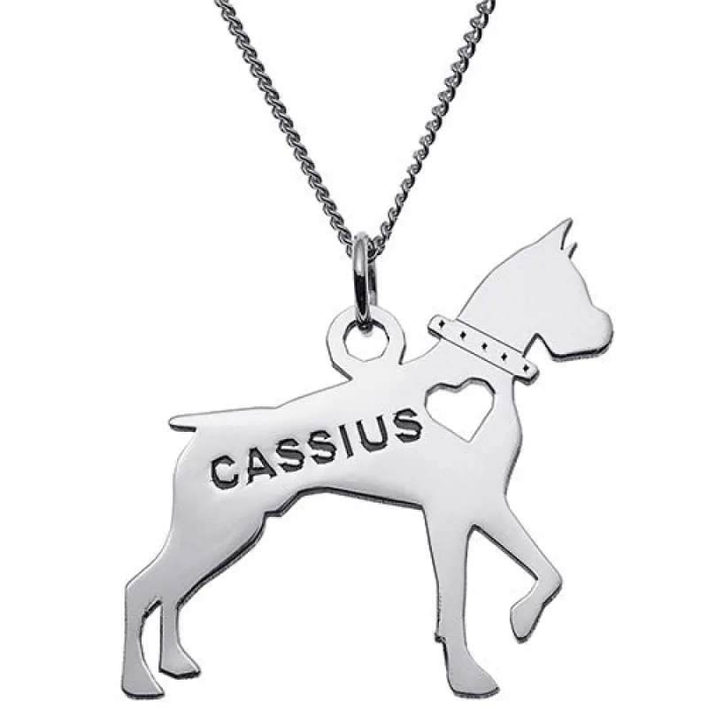 Silver Plated Boxer Silhouette Necklace sold by Limoges Jewelry