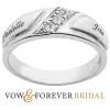 Platinum over Sterling Men's White Topaz Engraved Wedding Band sold by Limoges Jewelry