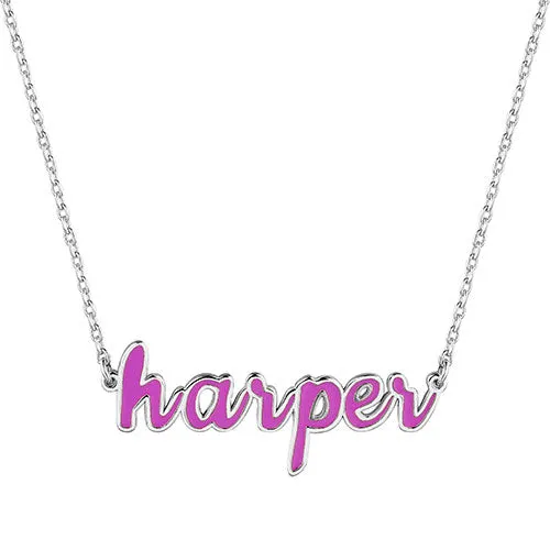 Personalized Enamel Lowercase Script Name Necklace sold by Limoges Jewelry product image thumbnail 2