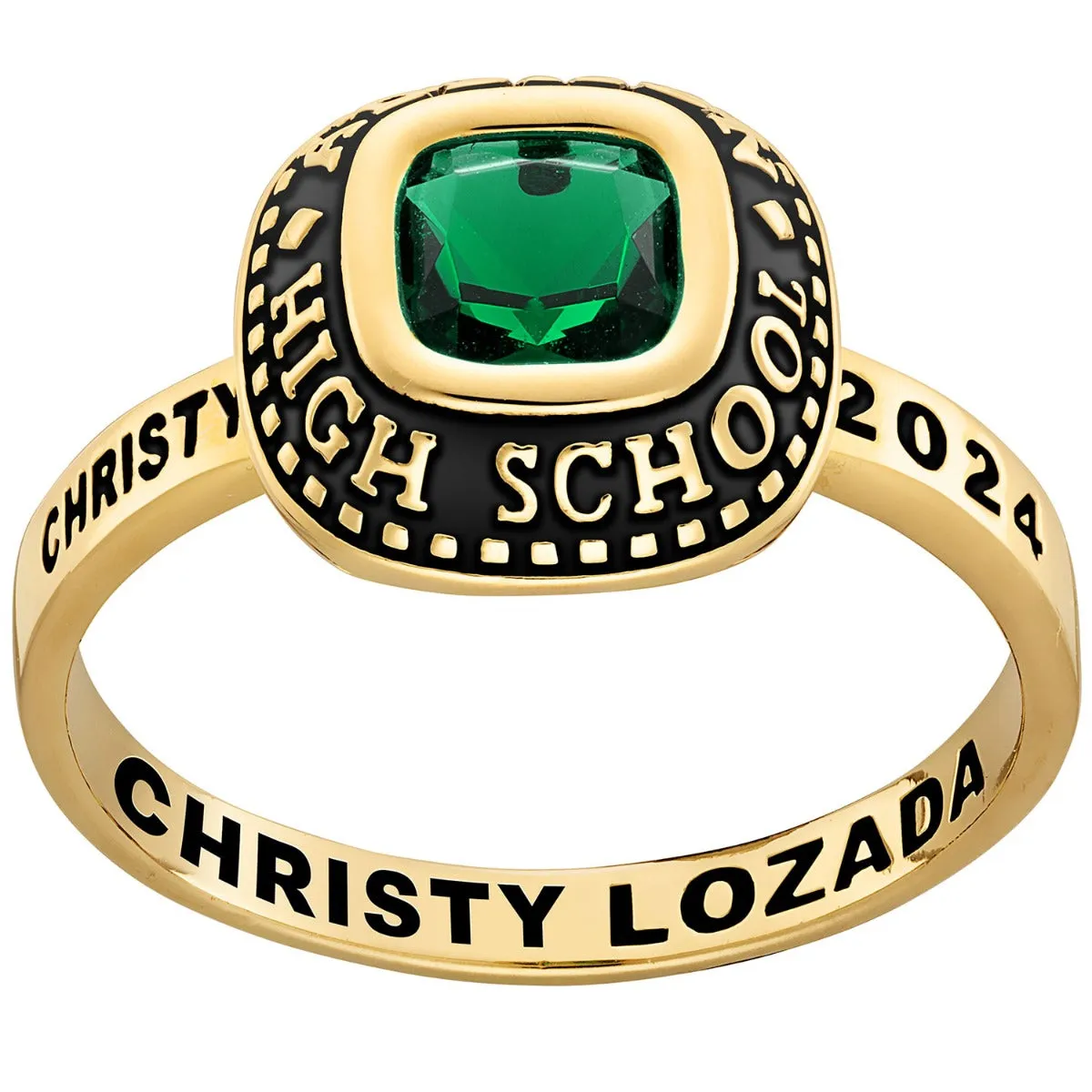Ladies' 14K Gold over Sterling Class Ring with Jacket and CZ Accents sold by Limoges Jewelry product image thumbnail 5