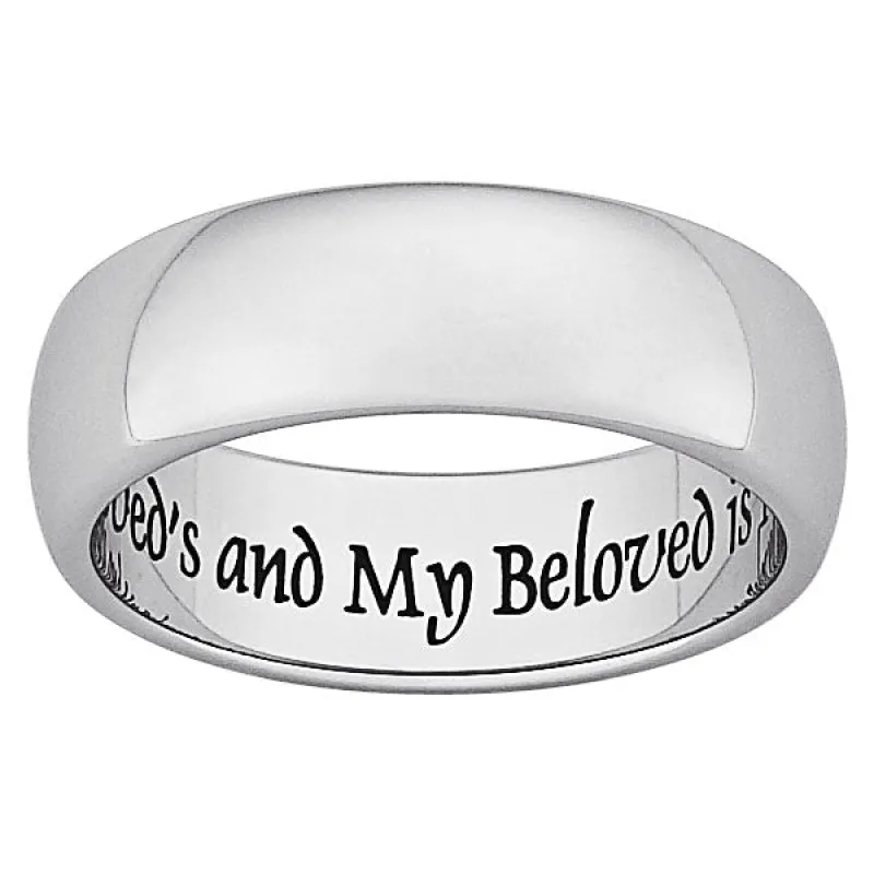 Stainless Steel Laser Inscribed My Beloved Band Ring sold by Limoges Jewelry