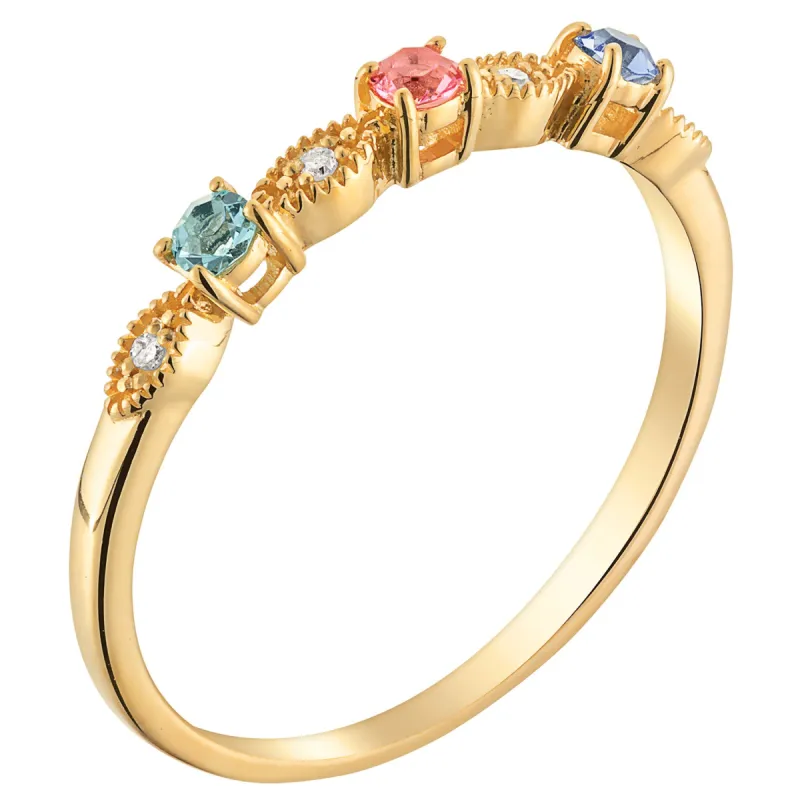 14K Gold over Sterling Vintage Birthstone with Diamond Accent Ring sold by Limoges Jewelry