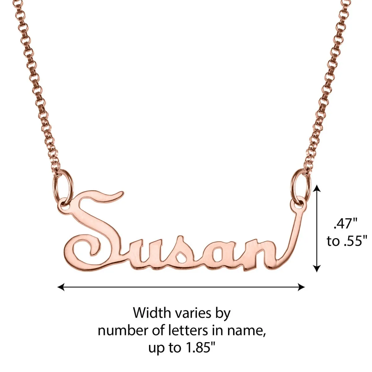 14K Rose Gold over Sterling Script Name Necklace sold by Limoges Jewelry product image thumbnail 4