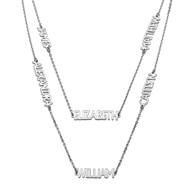 Sterling Silver Petite Uppercase 6 Name Station Necklace sold by Limoges Jewelry