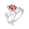 Sterling Silver Script Name and Birthmonth Enamel Flower Bypass Ring sold by Limoges Jewelry