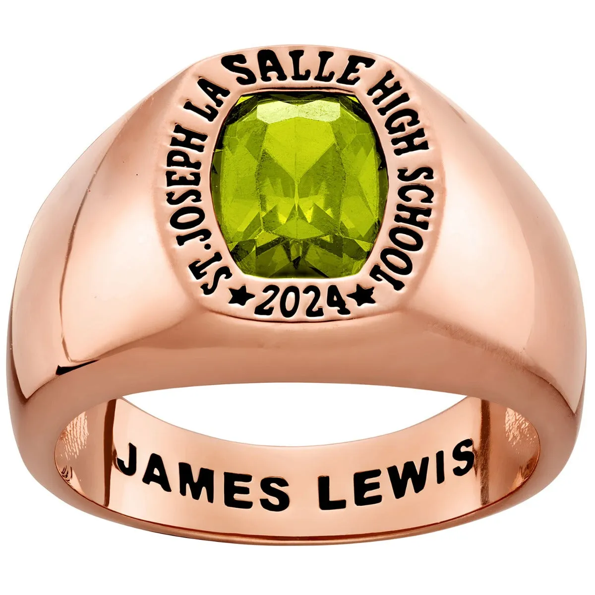Men's 14k Rose Gold Plated Minimal Birthstone Signet Freestyle Class Ring sold by Limoges Jewelry