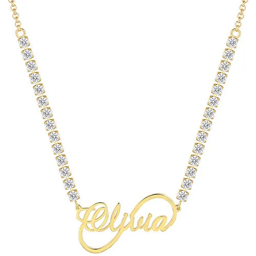 Infinity Script Name Plaque CZ Chain Necklace sold by Limoges Jewelry product image thumbnail 4