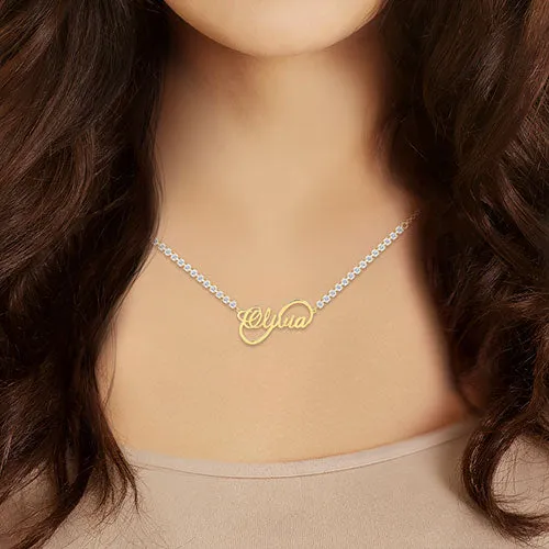 Infinity Script Name Plaque CZ Chain Necklace sold by Limoges Jewelry product image thumbnail 5