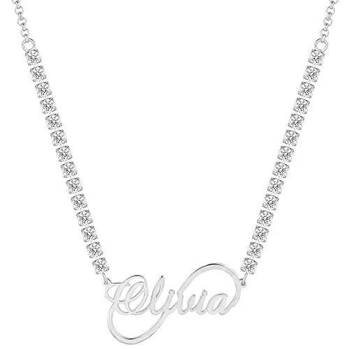 Infinity Script Name Plaque CZ Chain Necklace sold by Limoges Jewelry product image thumbnail 2
