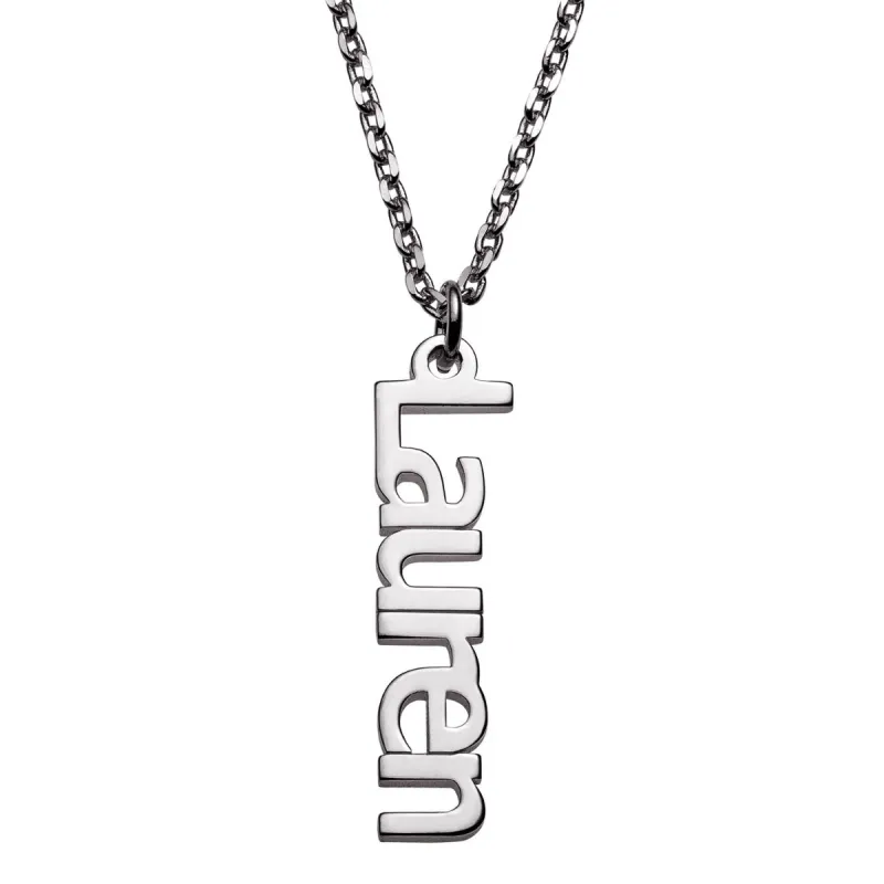 Sterling Silver Petite Vertical Name Necklace - 1 Name sold by Limoges Jewelry