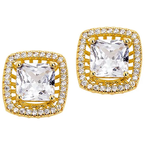 Goldtone CZ Halo Stud Earrings, Hoop and Ring Set sold by Limoges Jewelry product image thumbnail 3