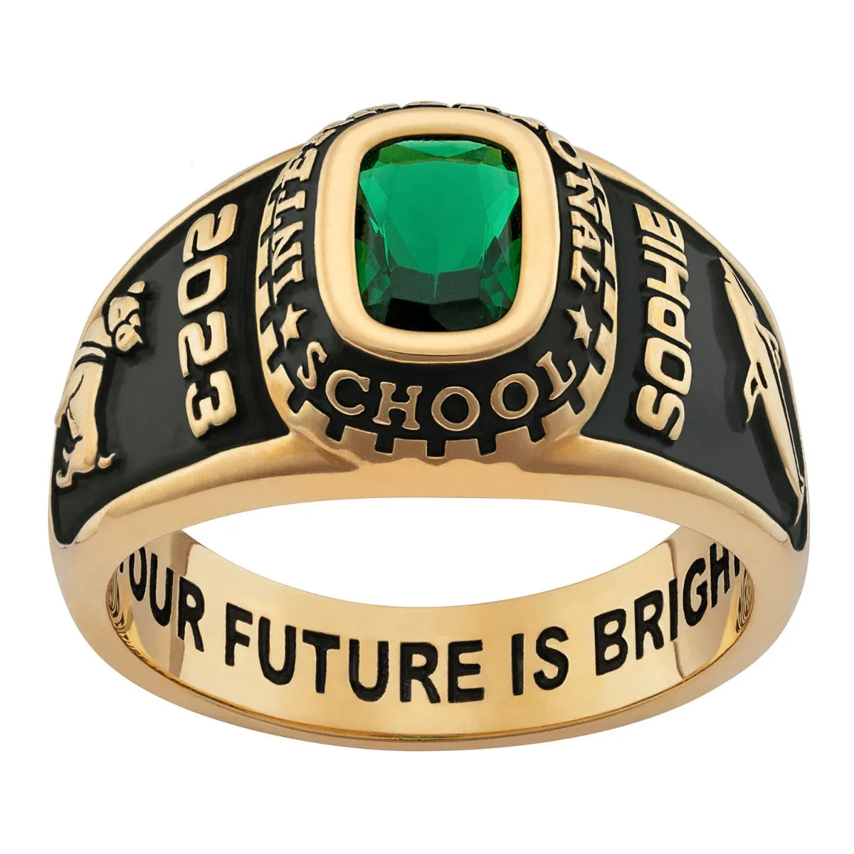 Ladies 18K Gold over Sterling Traditional Stone Class Ring sold by Limoges Jewelry